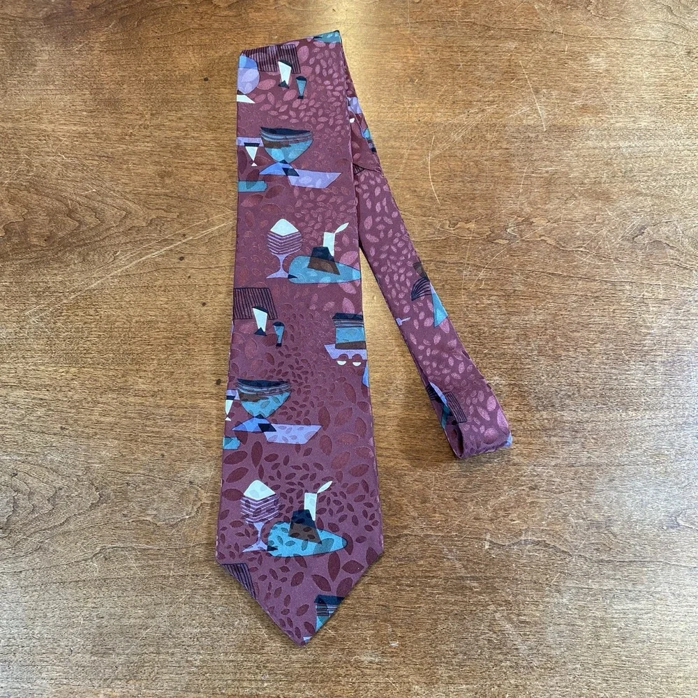 CHRISTIAN DIOR  Men Tie MONSIEUR Burgundy Pure Silk‎ Tie Italy VTG